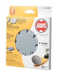 Shopsmith 5 in. Aluminum Oxide Hook and Loop Sanding Disc 180 Grit Fine 15 pk