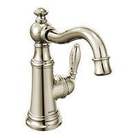 Polished nickel one-handle high arc bathroom faucet