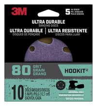 3m Disc5in10pk80 5 Hook It Ultra Durable 80 Grit Universal Hole Power Sanding Discs 10 Count