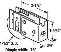 Prime-Line Roller Assembly 23/32" X 2-1/8" L X 1-3/16" H Adj Stl