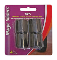 Magic Sliders Vinyl Leg Tip Black Round 1-1/8 in. W 4 pk