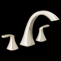 Polished nickel two-handle high arc roman tub faucet