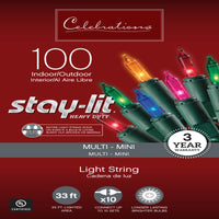 Celebrations Stay-lit Incandescent Mini Multicolored 100 ct String Christmas Lights 33 ft.