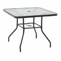 Sunny Isles Table, Black Steel, Glass Top, 35-In.