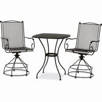 Uptown 3-Pc. Bistro / Balcony Set, Motion Chairs, Black Steel