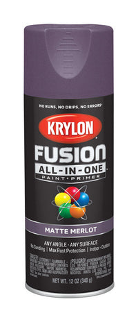 Krylon Fusion All-In-One Matte Merlot Paint + Primer Spray Paint 12 oz. (Pack of 6)