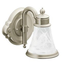 Brushed nickel one globe bath light