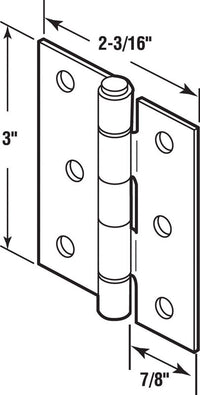 Prime-Line  2-1/4 in. L Nickel  Door Hinge  3 pk