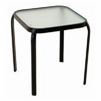 Sunny Isles Table, Black Steel, Glass Top, 16-In.