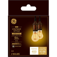 GE Lighting Vintage Style A15 E26 (Medium) LED Bulb Warm Candle Light 60 Watt Equivalence 2 pk