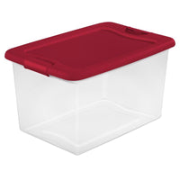 Sterilite 64 qt Clear/Red Latching Storage Box 13.5 in. H X 23.75 in. W X 16 in. D (Pack of 6)