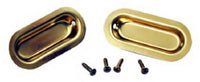 Sliding Door Pull, Bright Brass Oval, 1-3/8-In., 2-Pk.