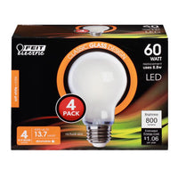 Feit Electric A19 E26 (Medium) Filament LED Bulb Soft White 60 Watt Equivalence 4 pk