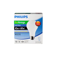 Philips EcoVantage 43 W A19 A-Line Halogen Bulb 750 lm Soft White 2 pk