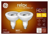 GE Lighting 43076 16 Watt E26 PAR38 Soft White LED Dimmable Relax HD Light Bulbs 2 Count