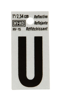 Hy-Ko 1 in. Reflective Black Vinyl Letter U Self-Adhesive 1 pc. (Pack of 10)