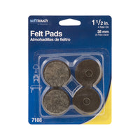 Softtouch Felt Protective Pad Brown Round 1.5 in. W X 1.5 in. L 4 pk