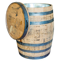 Oak Whiskey Barrel Wood Planter, White, 11-Gallon Liner