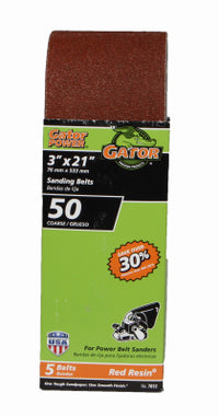 Gator 21 in. L X 3 in. W Aluminum Oxide Sanding Belt 50 Grit Coarse 5 pc