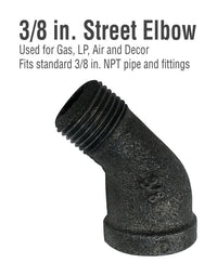 Pipe Decor 3/8 in. FIP X 3/8 in. D MPT Black Malleable Iron Pipe Decor Street Elbow