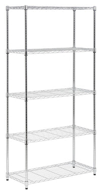 Shelving Unit, Chrome Steel, 5-Tier, 36 x 18 x 72-In.