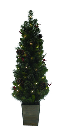 Celebrations  4 ft. Slim  LED  50 count Potted Cedar Pine  Entrance Tree