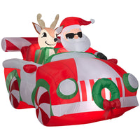 Gemmy LED White 43.13 in. Santa/Reindeer In Car Inflatable