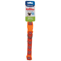 Dog Collar, Orange Chevron Pattern, Adjustable, 10-In. to 14-In. (Pack of 2)