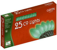 Christmas Lights Set, Green Ceramic C9 Bulbs, 25-Ct.