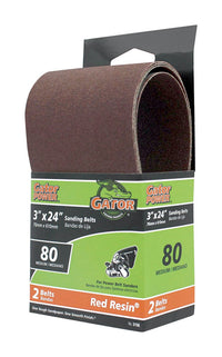 Gator 24 in. L X 3 in. W Aluminum Oxide Sanding Belt 80 Grit Medium 2 pc