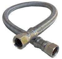 Faucet Connector, Stainless Steel, 3/8 Compression x 3/8 Compression x 16-In.