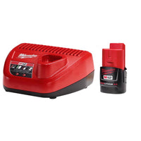 Milwaukee M12 REDLITHIUM CP2.0 12 V 2 Ah Lithium-Ion Battery and Charger 2 pc