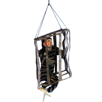 Celebrations Prelit Hanging Skeleton in Jail Hanging Decor