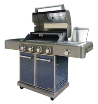 Elite LP Gas Grill, 4 Burners + Side Burner, 64,000-BTU, Gunmetal