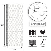 Garden Zone  72 in. H x 50 ft. L 20 Ga. Silver  Poultry Netting