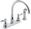 Delta Windemere Two Handle Chrome Kitchen Faucet Side Sprayer Included