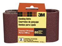 3M 24 in.   L X 3 in.   W Aluminum Oxide Sanding Belt 80 Grit Medium 2 pk