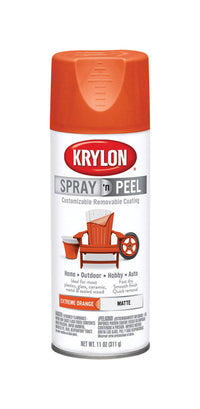 Krylon  Spray 'n Peel  Matte  Extreme Orange  Spray Paint  11 oz.