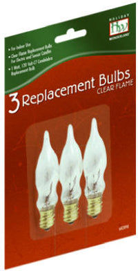 Christmas Candle Replacement Bulb, C7, Clear Flame, 3-Pk.