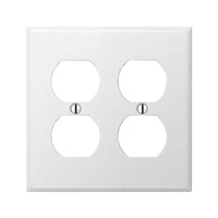 Amerelle Pro Smooth White 2 gang Stamped Steel Duplex Outlet Wall Plate 1 pk