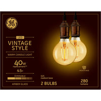 GE Lighting Vintage Style G25 E26 (Medium) LED Bulb Warm Candle Light 40 Watt Equivalence 2 pk