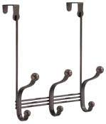 InterDesign 53071 Bronze Lyra 3 Hook Over The Door Hanger