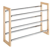 Whitmor 6026-2516 18 Pair Expandable 3 Tier Wood & Chrome Shoe Rack