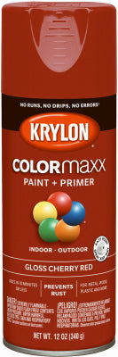 Krylon ColorMaxx Gloss Cherry Red Paint + Primer Spray Paint 12 oz (Pack of 6)