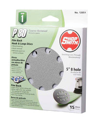 Shopsmith 5 in. Aluminum Oxide Hook and Loop Sanding Disc 80 Grit Coarse 15 pk