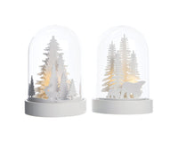 Decoris  Cloche with Winter Scene  LED Christmas Decoration  White  Glass  1 pk (Pack of 12)