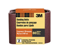 3M 18 in.   L X 3 in.   W Aluminum Oxide Sanding Belt 80 Grit Medium 2 pk