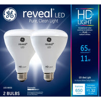 GE  Reveal  R30  E26 (Medium)  LED Bulb  Pure Clean Light  65 Watt Equivalence 2 pk