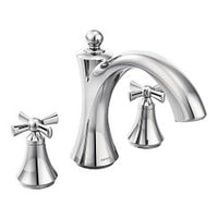 Chrome two-handle non diverter roman tub faucet