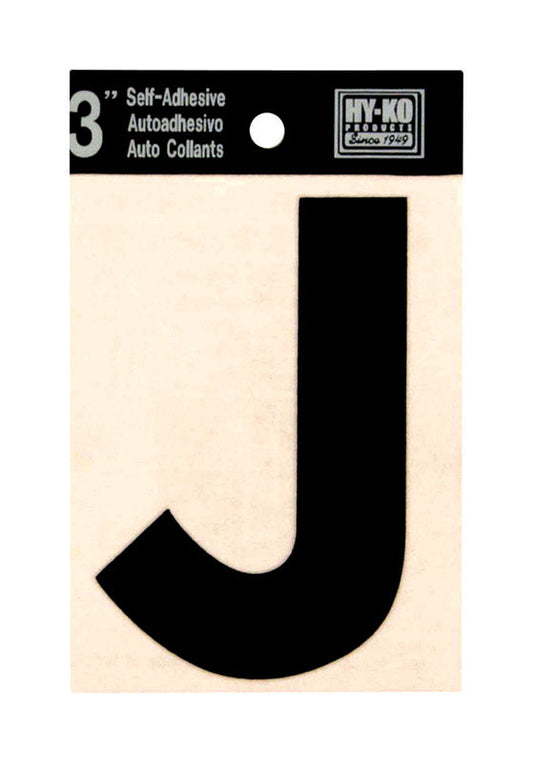 Hy-Ko 3 in. Black Vinyl Letter J Self-Adhesive 1 pc. (Pack of 10)